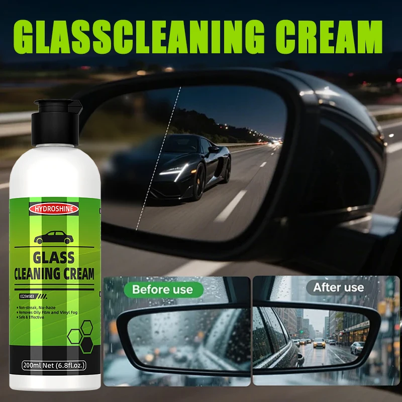 Glass Cleaning Cream Car Glass Interior Cleaner - Removes Grease & Stains From Windshield & Side Windows, Leaves Glass Bright