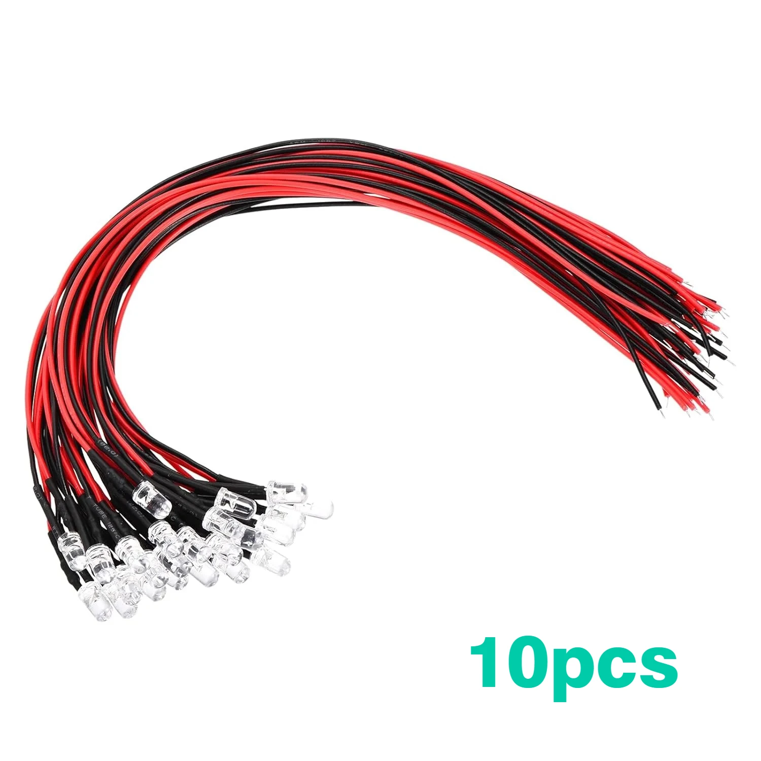 10PCS DC 3V 6V 12V 24V Pre Wired 3mm 5mm LED Light Lamp Bulb Prewired Emitting Diodes Transparent Yellow Blue Green White Red