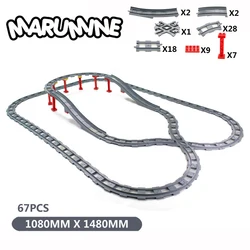 Marumine 56-68PCS Building Blocks Train Track with Bridge Creative Bricks Set Railway Parts MOC City Construction Toy Kids Gift