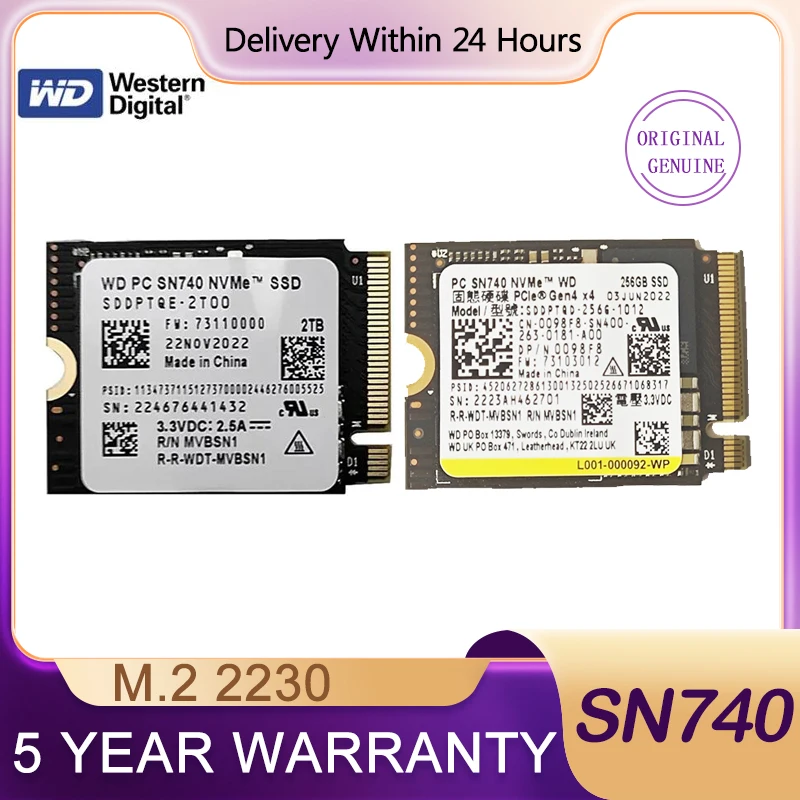 WD SN740 SN530 1TB 2TB 512GB 256GB M.2 SSD 2230 NVMe PCIe Gen 4x4 3x4 SSD per Microsoft Surface ProX Steam Deck ROG ally