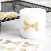 30Pcs/5sheet Cute Golden Big Bow Sticker Gold Handmade Adhesive Cake Sweet Candy Packaging Sealing Label Sticker Gift Stationery