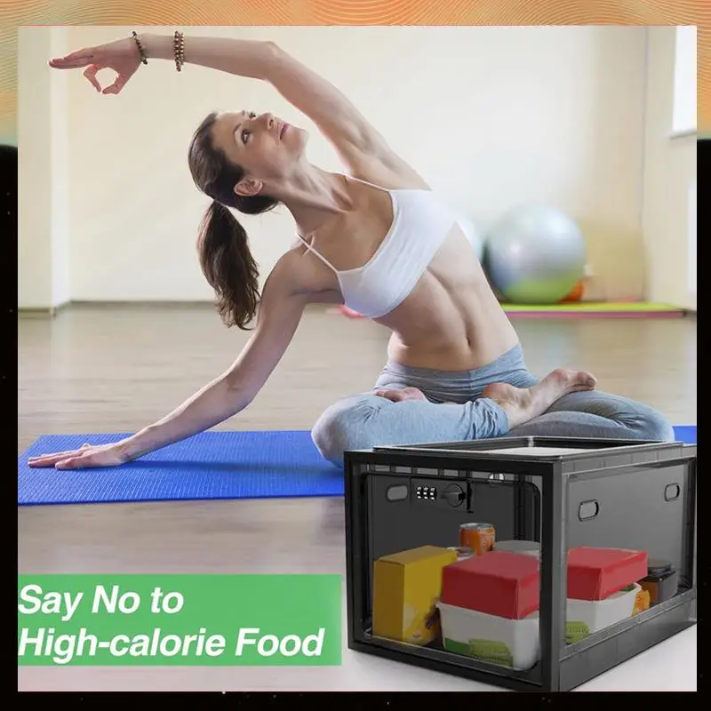 

Medicine Lock Box, Cell Phone Lock Box Lockable Storage Box, Refrigerator Food Lock Box Tablet Storage Cabinet Durable ,Black-Y0