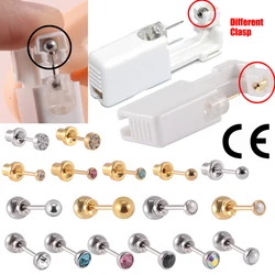 2PCS Disposable Ear Piercing Gun Unit Nickel Free Ear Studs Clasp Safety for Baby Woman NO PAIN Sterilized Piercer Tool Machine