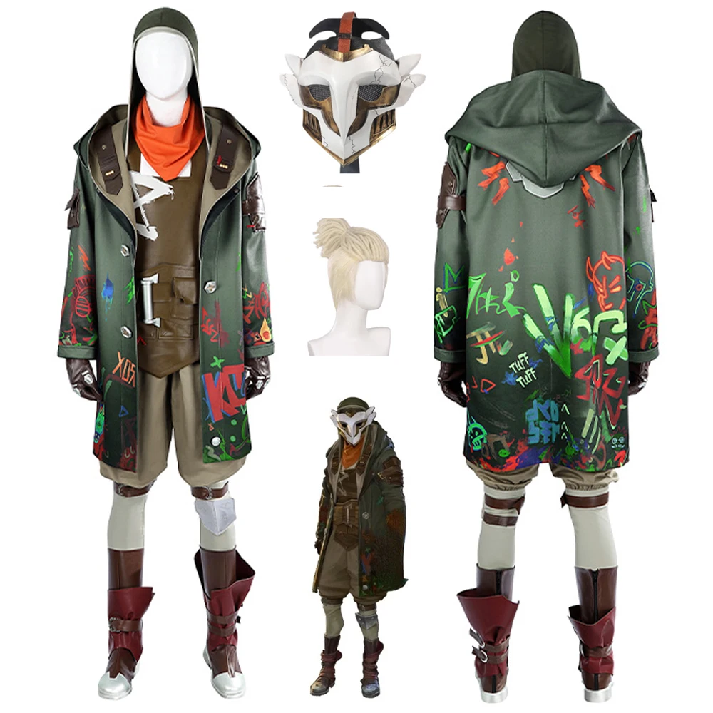 

Anime Arcane Ekko Cosplay Fantasia Top Pants Coat 2024 Game TV 2 Costume Disguise For Boys Men Adult Halloween Carnival Suit