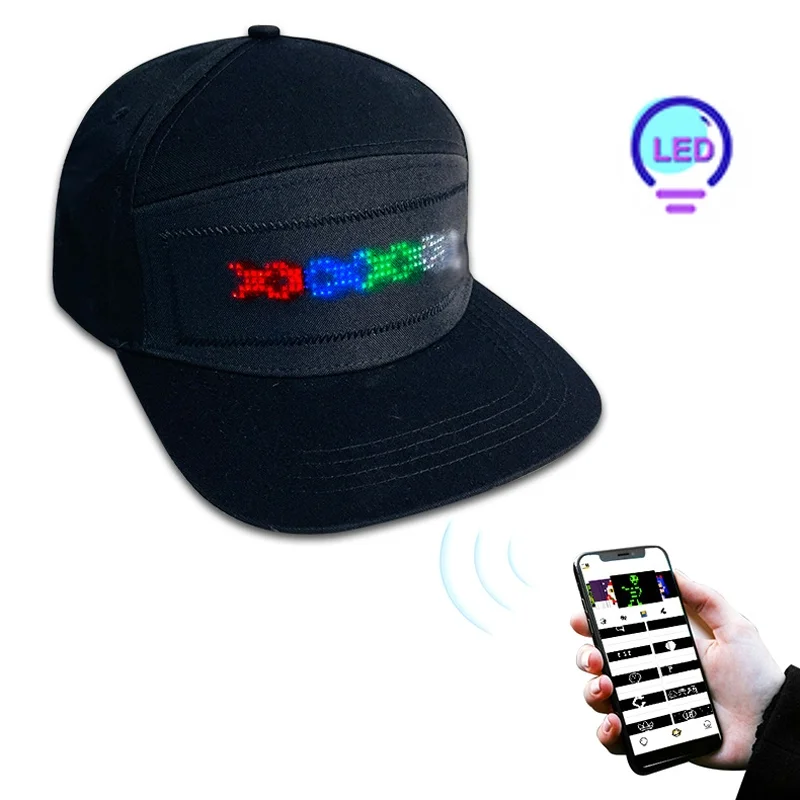 Universal LED screen Bluetooth application programmable scrolling information display street snapshot cap