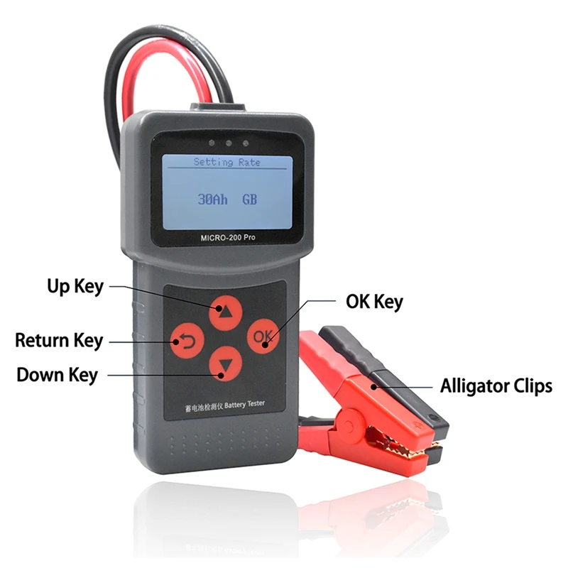 MICRO-200PRO Car Battery Tester Capacity Digital Car System Tool Analyzer Truck Motorcycle Automotivo 12V 24V 40-2000CCA