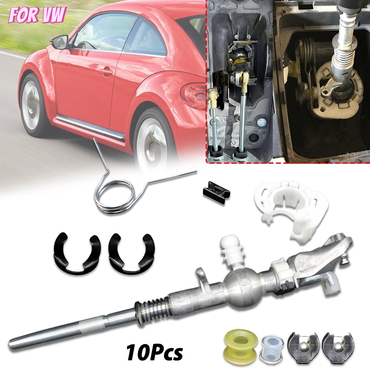 10Pcs New Gearshift Lever Spring Bushing with Cable Control Bushing Lock Washer Repair Kit For VW Beetle 5C Golf MK5 1K MK6 5K