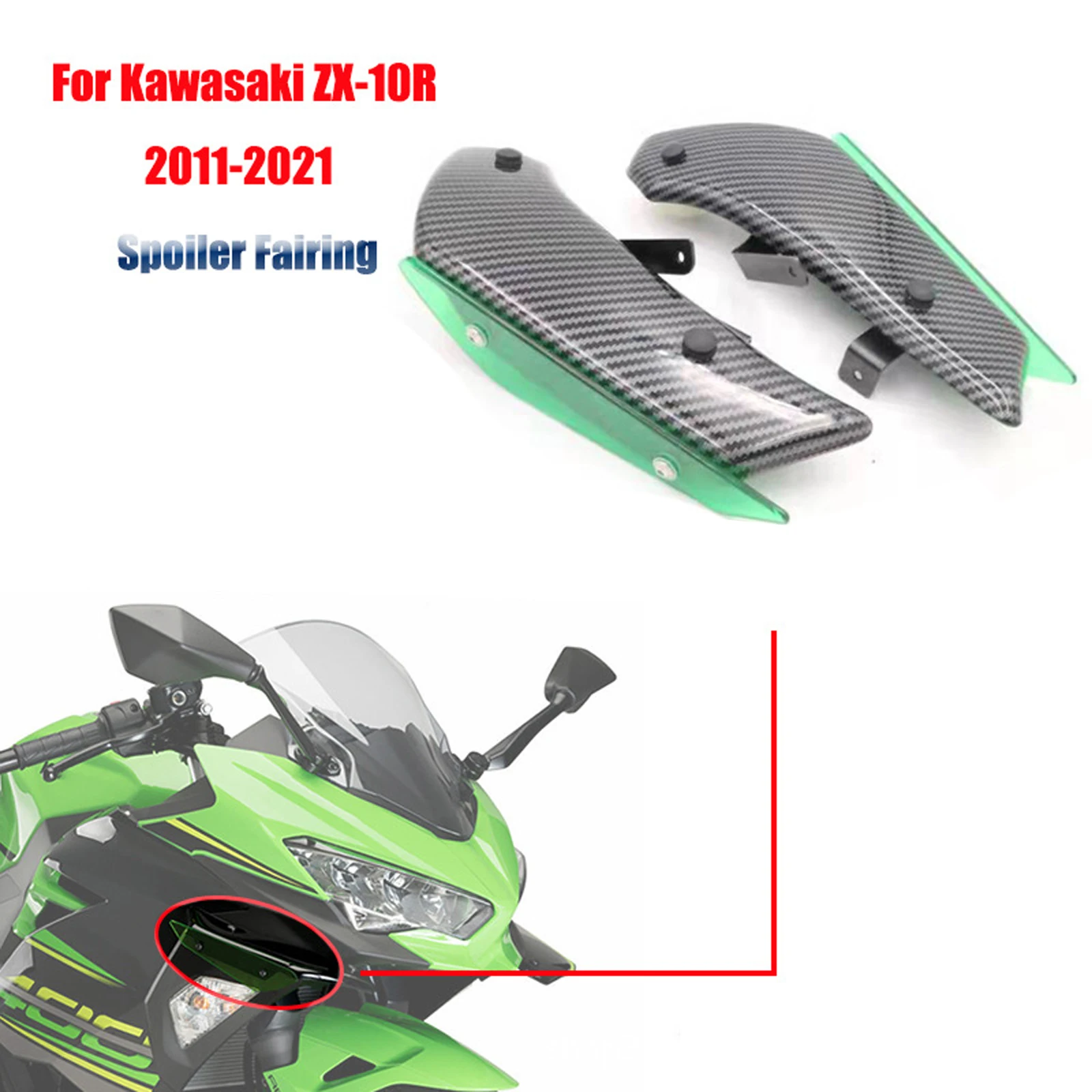 

For Kawasaki ZX10R ZX-10R 2011-2016 Motorcycle Fairing Parts Aerodynamic Wing Kit Fixed Winglet Fairing Wing