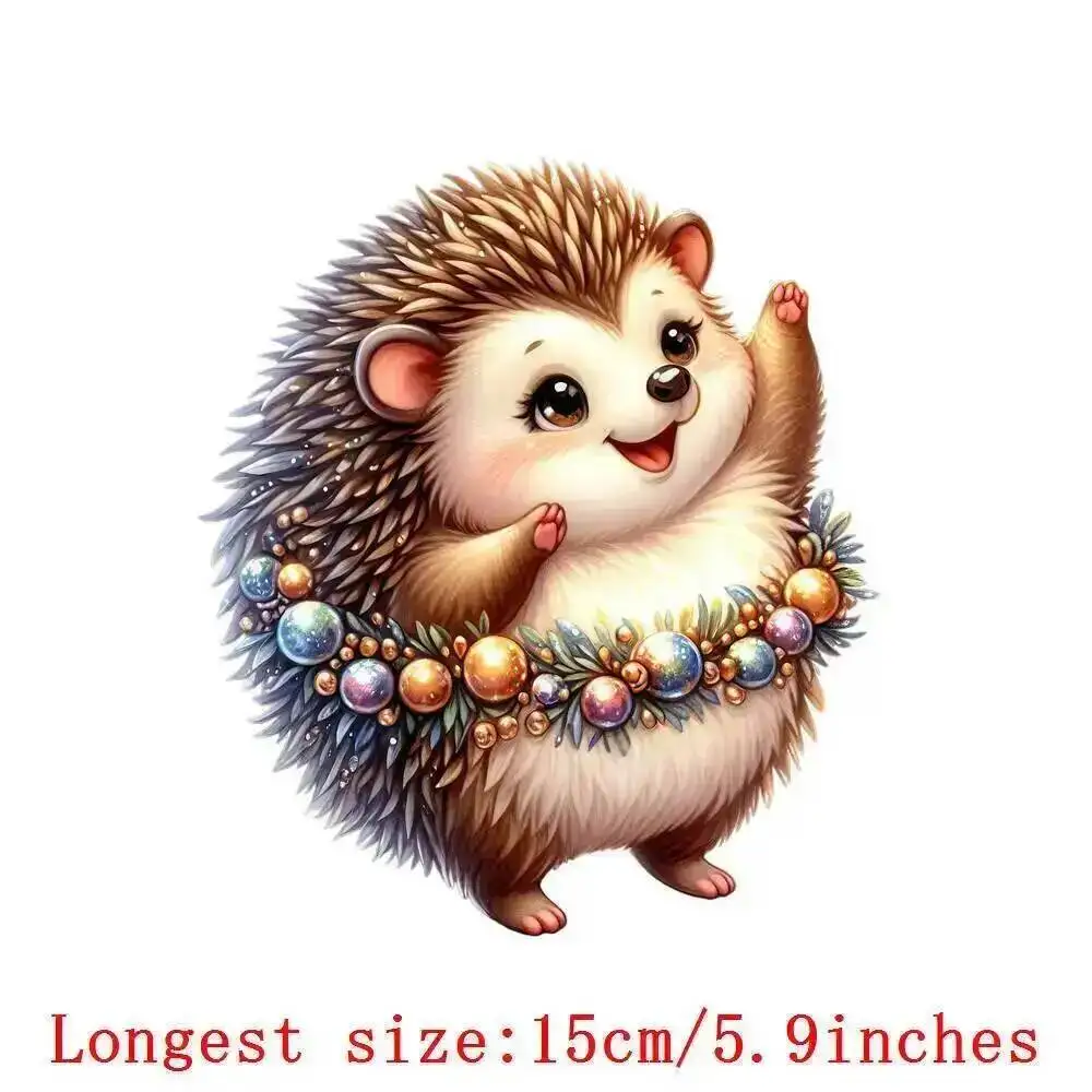 15cm Cute Kids Dance Hedgehog Animal Iron On Heat Transfer Sticker For Clothes Pinted Vinyl Thermal Washable T-Shirt Appliques