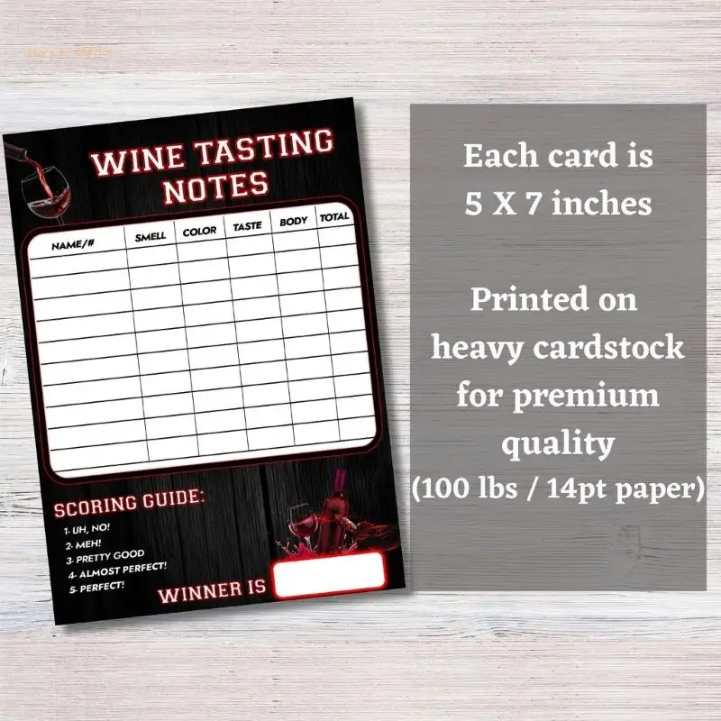 Set of 3 Wine Party Scoring Cards Compact and High Quality for Wine Enthusiasts Dropship