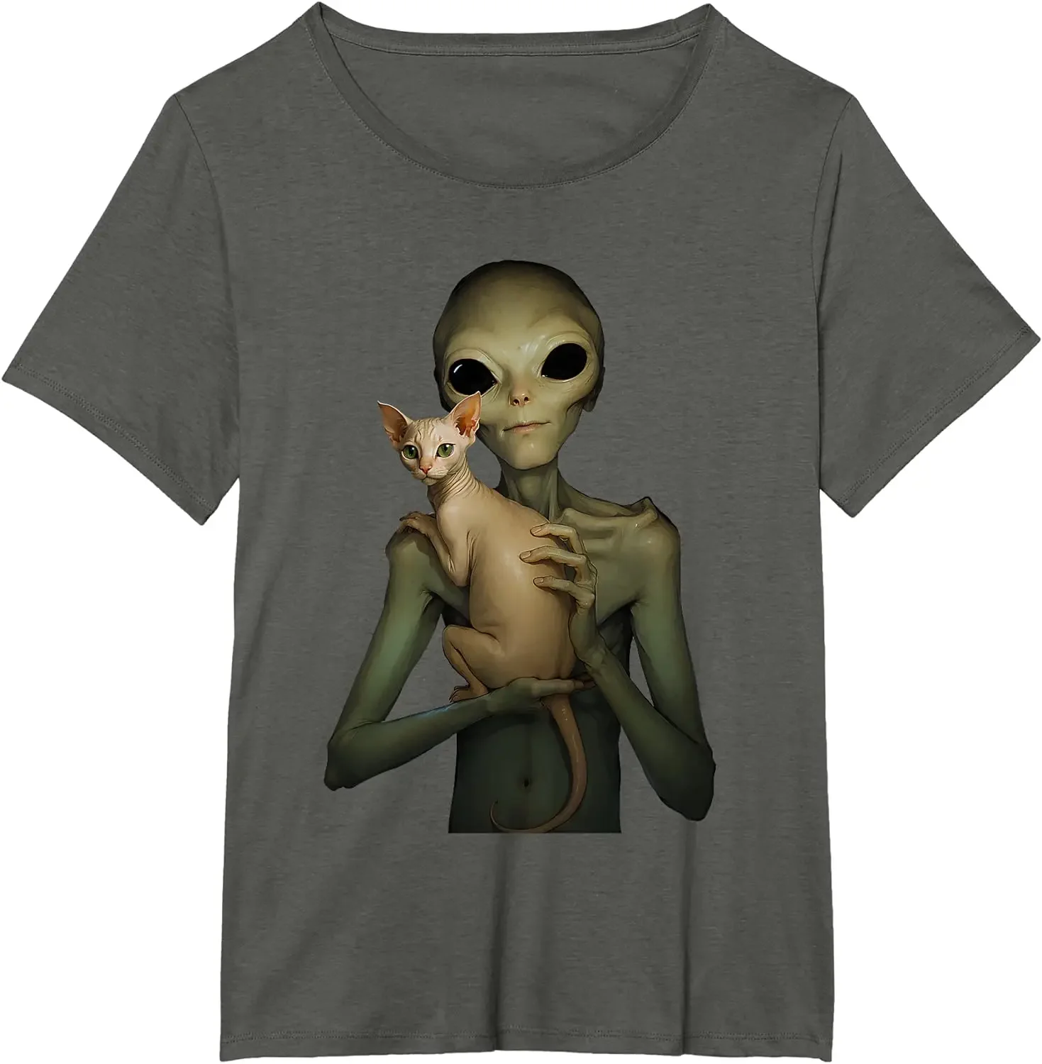 Alien With Sphynx Cat Funny Graphic Tee For Men Women T-Shirt anime clothes new in tops & tees heavyweight Informal tops manga