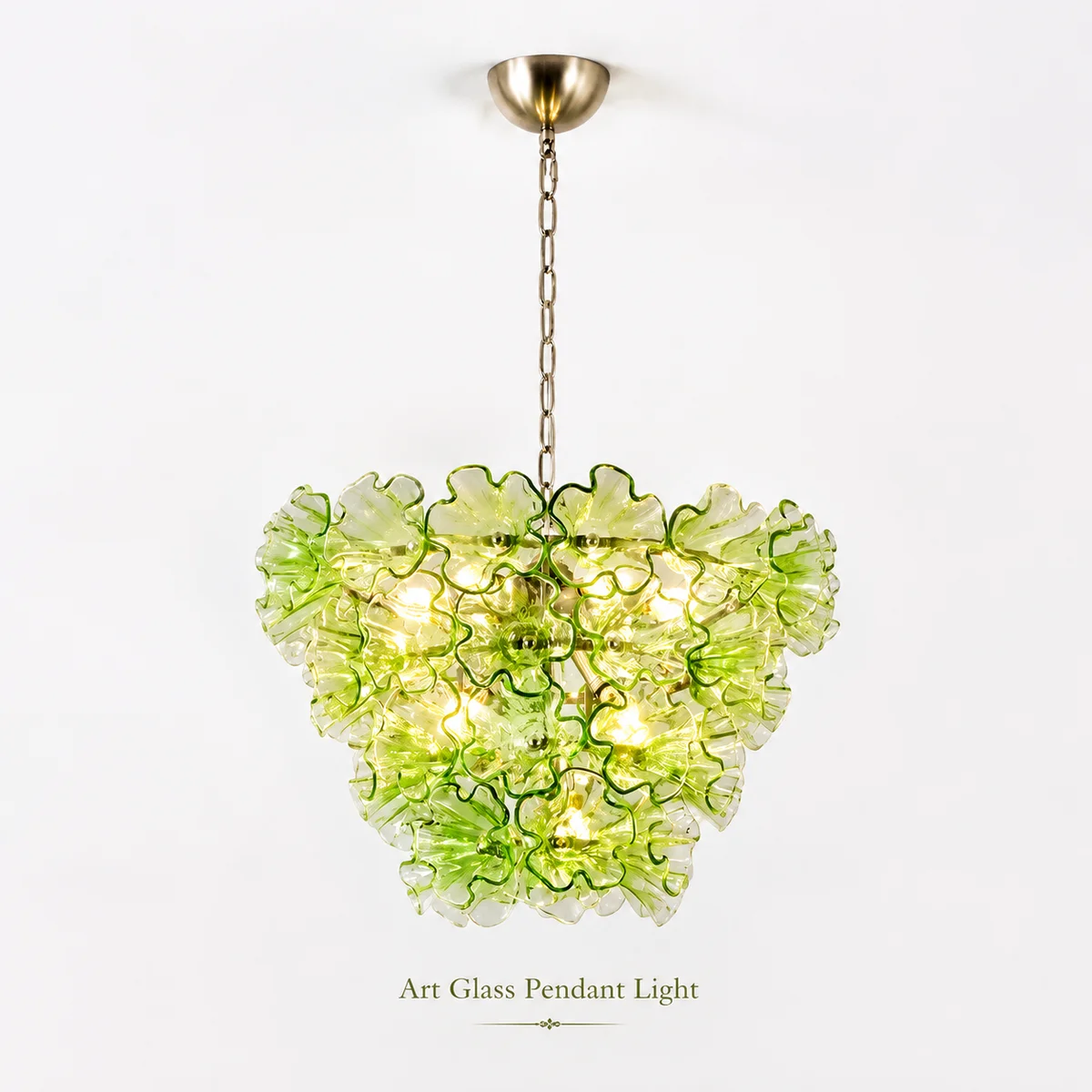 

REVEN Nordic Style Ceiling Pendant Light 2026 New Glass Metal Luster Chandelier Dimmable 3-Color for Staircase Kitchen
