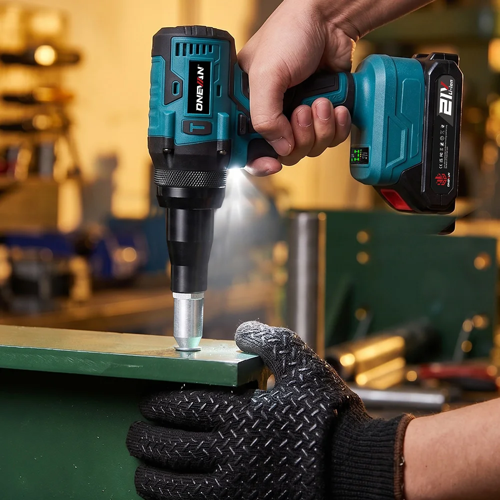 ONEVAN 25000N Brushless Electric Rivet Gun Cordless Rivet Nut Gun Drill Insert Automatic Riveting Tool For Makita 18V Battery Pin