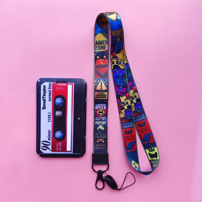 Retro Tape Card Holder Lanyard Camera Neck Strap Credit Card Case ID Badge Holders Credentials Protection Card Holders