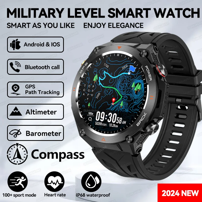 

2025 Новые Смарт-часы с GPS, 1,45-дюймовый дисплей Ultra HD, встроенный GPS и компас, изготовление/прием телефонных звонков, умный браслет, аккумулятор 650 мАч