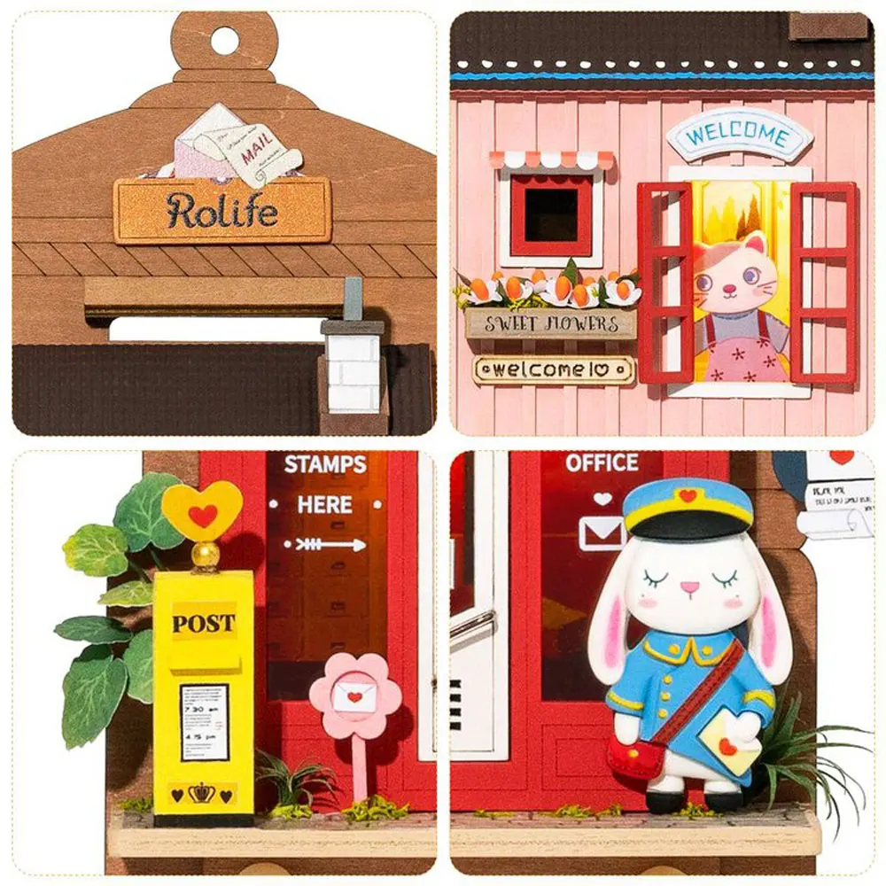 Robotime Rolife Wall Hanging Decoration Love Post Office Stylish Home Deco Kids Girls Miniature House Kits DS019 DS022