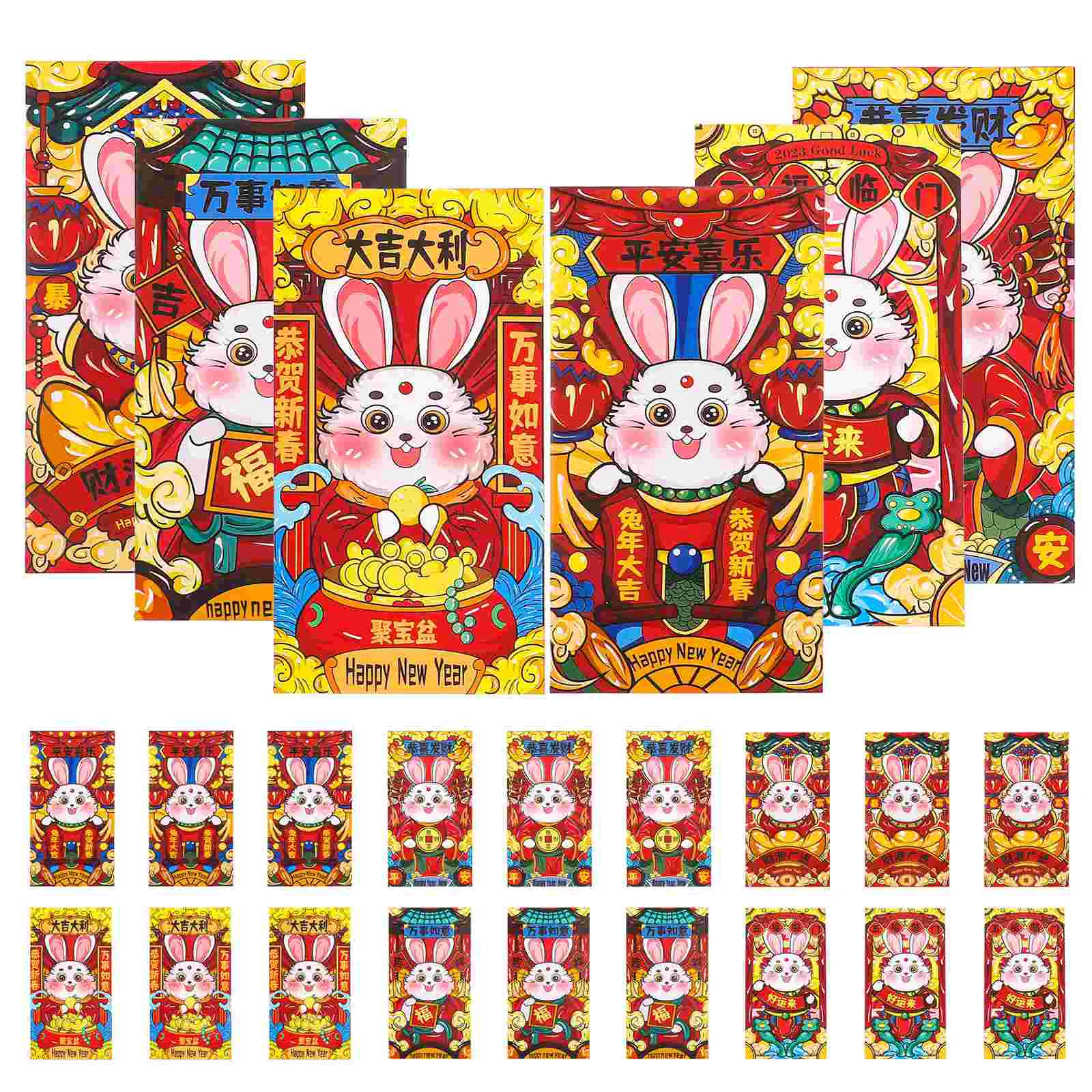 36 Pcs Year of The Rabbit Red Envelope Luck Money Bag Spring Festival Packet Gift Lucky Cartoon 2023 Zodiac Paper Packets Gifts