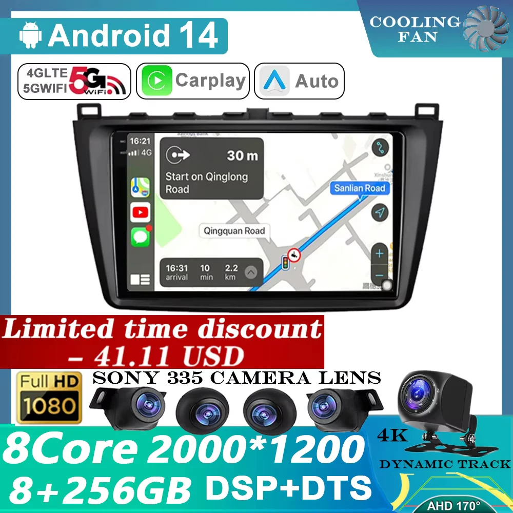 

For Mazda 6 GH 2007 -2012 QLED Android 14 Car Radio Multimedia Player RDS Autoradio GPS Navigation Camera WIFI IPS Screen Stereo