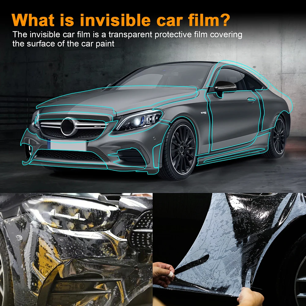 車の外装スクラッチ防止ステッカー,傷防止,透明tpuフィルム,ペイント保護,Benz cクラスamg c43クーペ,プレカット,pp,2019-2023