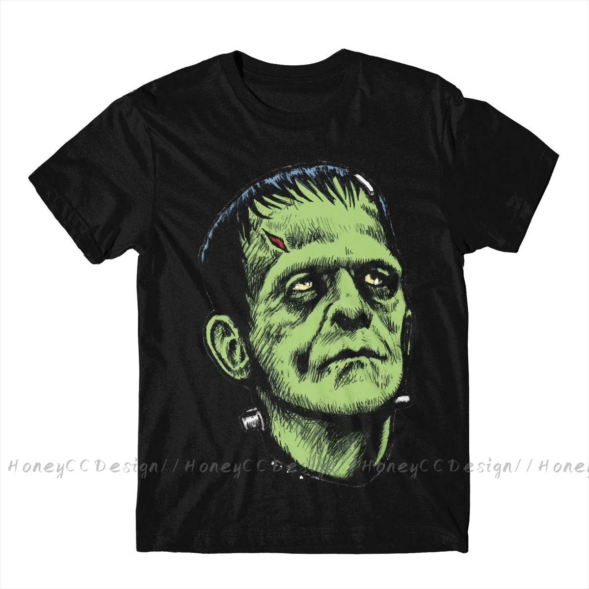 Frankenstein T-Shirt Men Top Quality 100% Cotton Short Vintage Horror Summer Sleeve asual Shirt Loose Tees