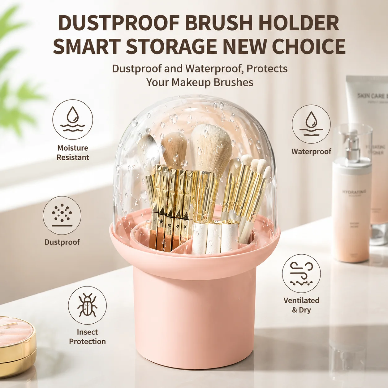 Desktop Makeup Organizer Dustproof Cosmetic Storage Box Makeup Brush Holder Lipstick Pen Holder Dorm Vanity Divider