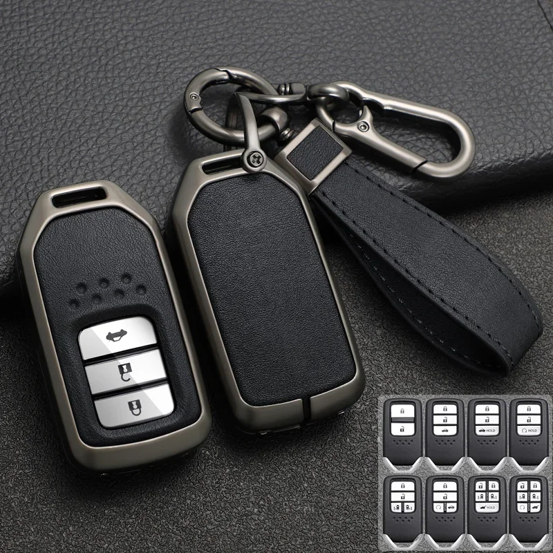 

Zinc Alloy+ Leather Car Key Case Cover for Honda Accord EX EXL Civic CRV Jazz Jade Fit City Odyssey XR-V HRV Pilot Freed Vezel