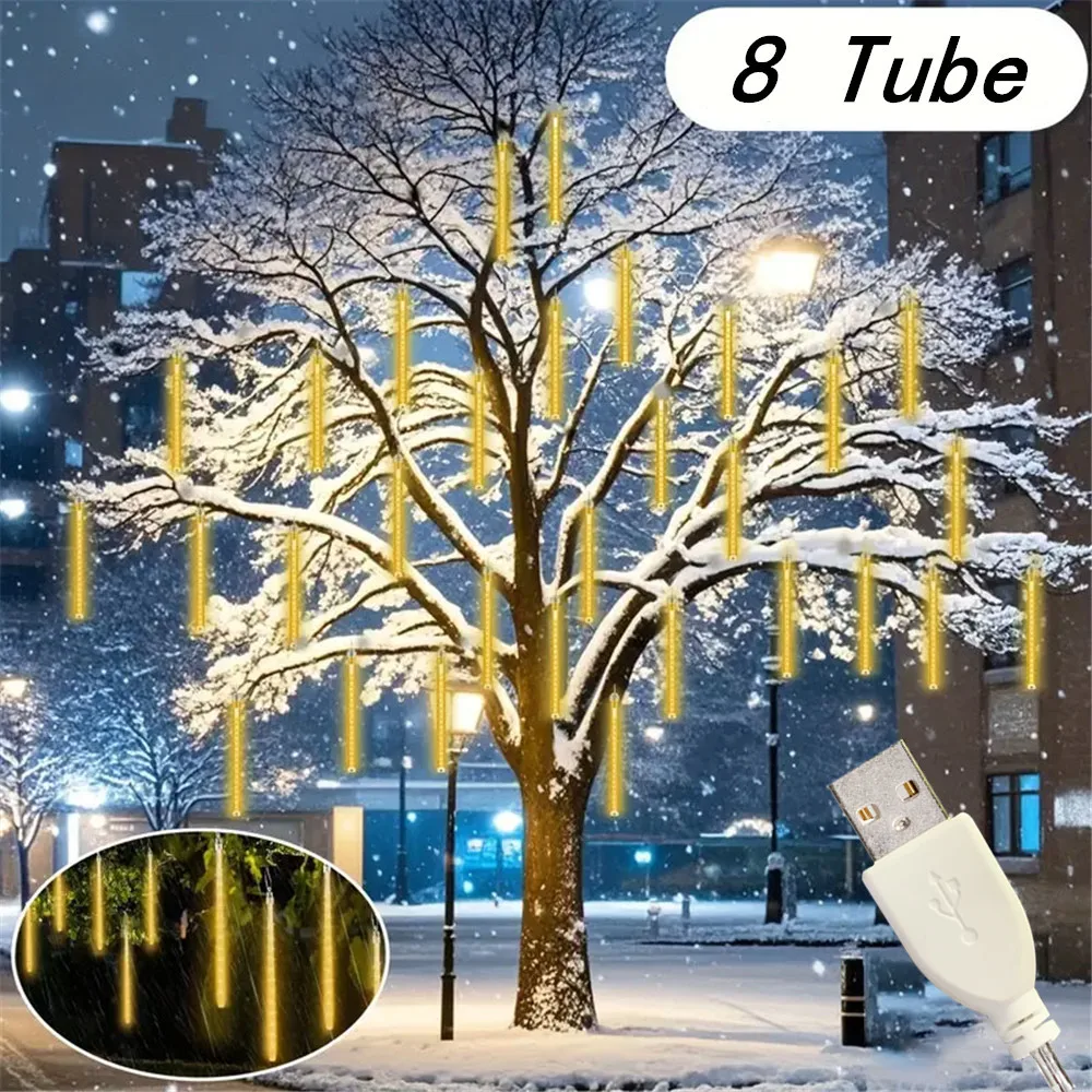 

EID Mubarak USB Meteor Shower Rain Lights 30/50cm LED String Lights Decor Lights Garden Tree Wedding Party Decoration 8 Tubes