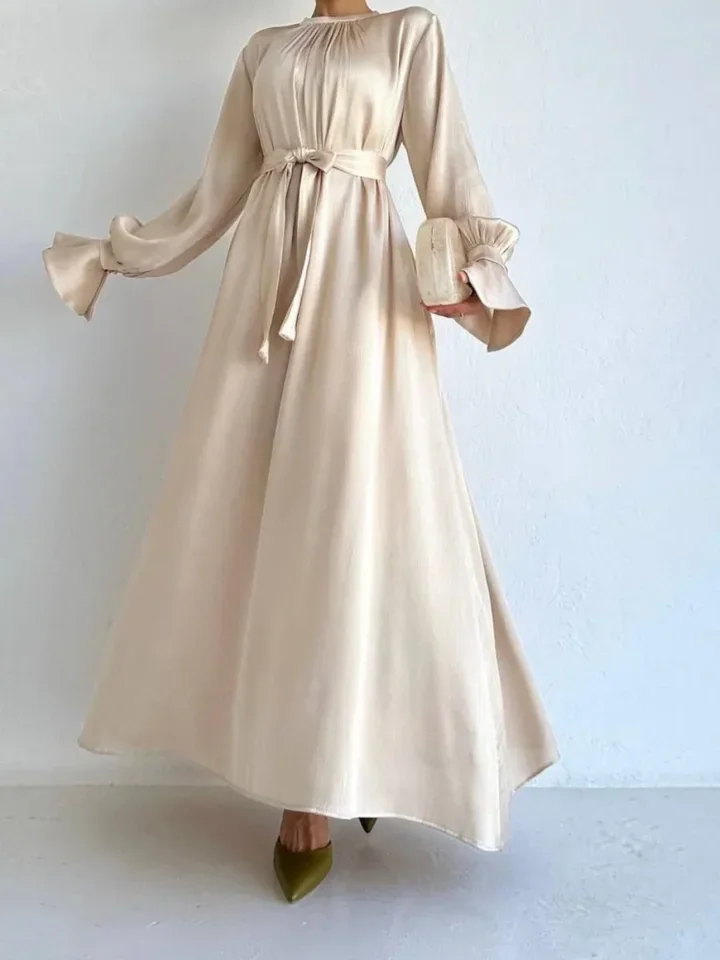 ムスリム女性用ドレス、ラマダンドレス、サッシュ、アバヤ、ジャラビーヤ、モロッコ、アラビア、ロングローブ、ドバイ、カフタン、イスラム、控えめなイードアバヤ