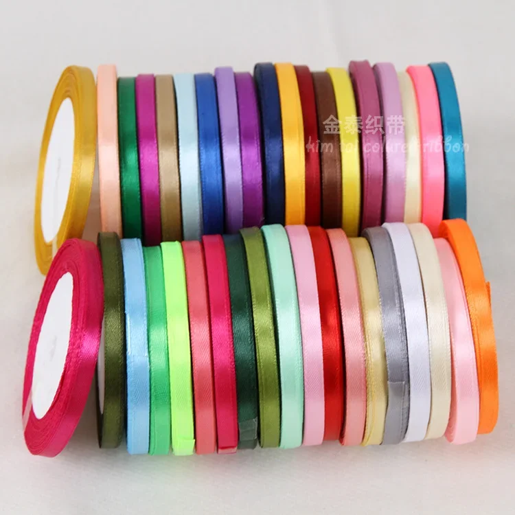 10mm Satin Ribbon DIY Sewing Handmade Crafts Supplies Black White Beige Pink Red Blue Green Purple Christmas Decoration Tape