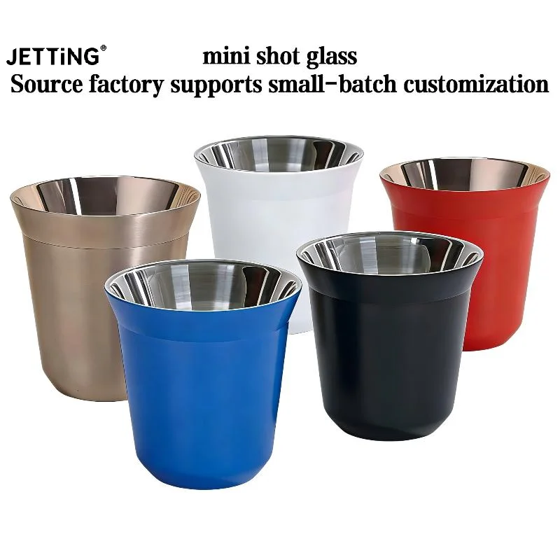 80/160ml Stainless Steel Espresso Coffee Cup Portable Double Layer Office Tea Drinks Mug Cup Mini Whisky Wine Cup