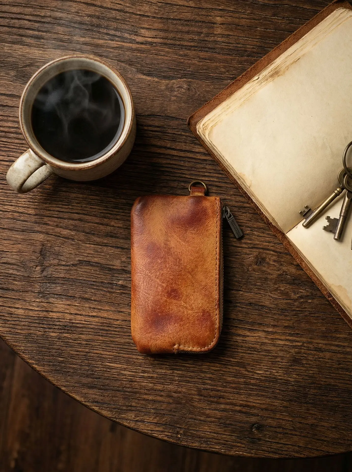 Vintage Öl-Wachs-Leder Reißverschluss-Geldbörsen - Kompakte Mini-Geldbörse, Schlanker Münzorganizer für Karten, Bargeld & Alltagsgegenstände – Detail 18