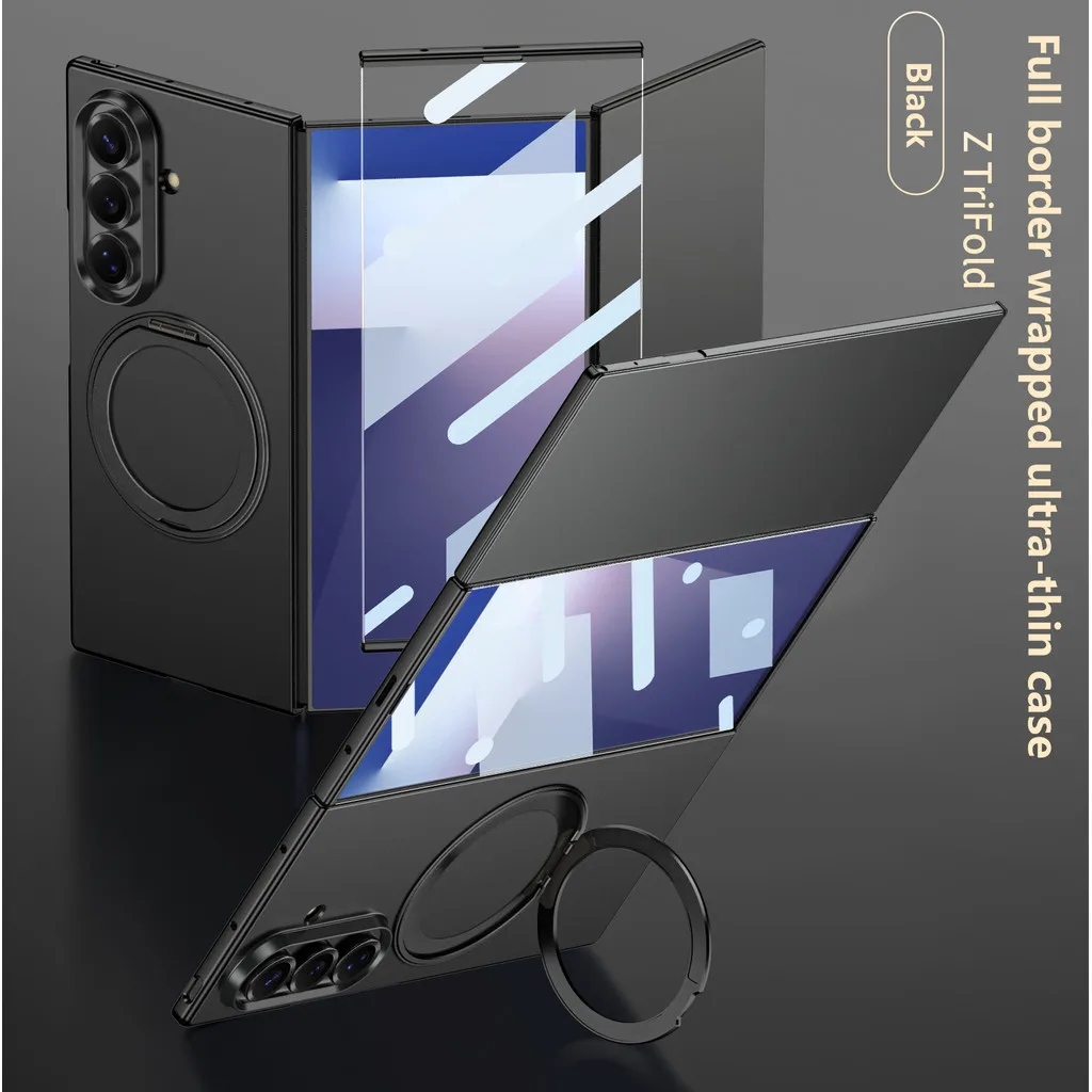 

Ultra-thin All-inclusive Case For Samsung Galaxy Z TriFold Rotation Stand Magnetic Folding Protective Cover With Tempered Glass