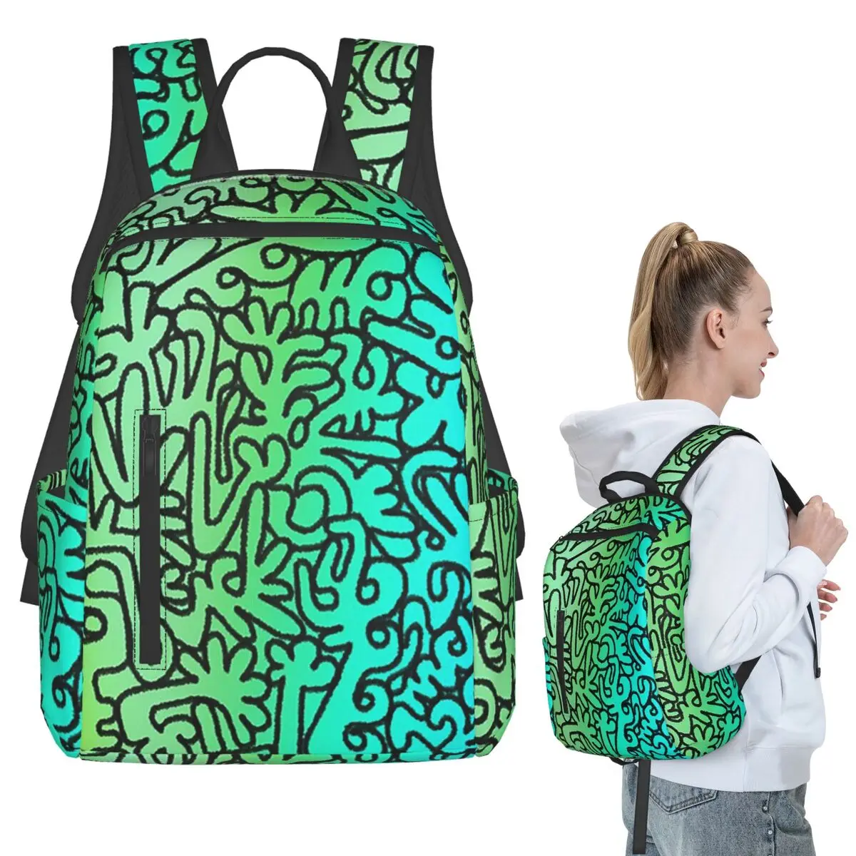 

Bright Fun Abstract Backpack Student BookBag Kids School Bag Computer Shoulder Bags Men Women
