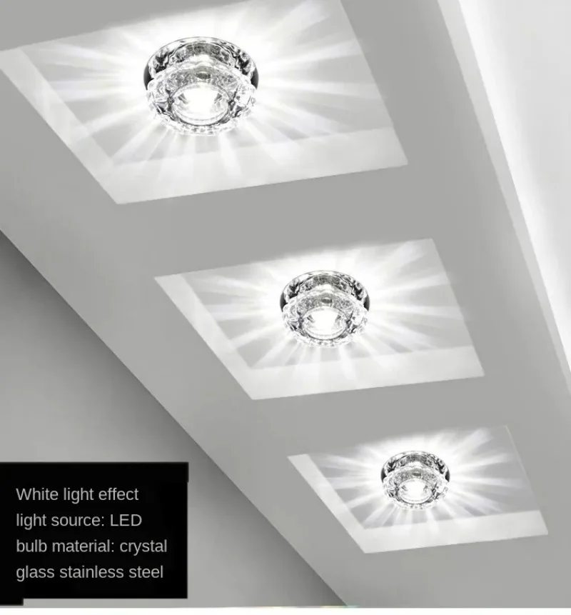 Crystal Spotlight LED Ceiling Light Embedded Living Room Downlight Ceiling Aisle Light Corridor Light