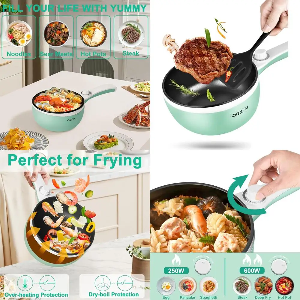 

Upgraded Electric Hot Pot, Non-Stick Pan, Noodle Cooker, Portable Mini Pot, Adjustable Power Soup Maker