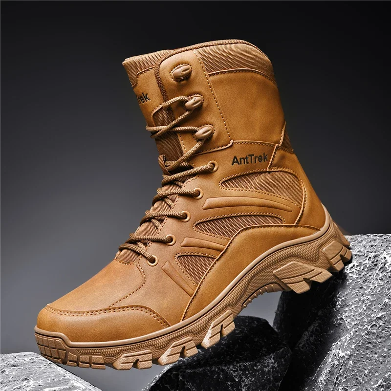 Herren-Jagdstiefel, wasserdicht, atmungsaktiv, zum Schnüren, rutschfest, schnell reagierend, Armeestiefel, Camping, taktische Stiefel