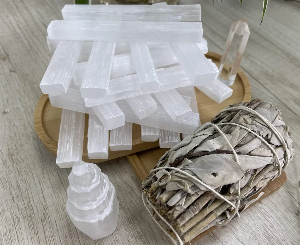 Selenite Sticks Large Selenite Crystal Wands White Raw Rough Crystals Bulk Healing Reiki Metaphysical Energy Drawing Protection