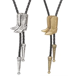 Cowboy Boots Rodeo Country Western Leather Bolo Bola Tie Line Dance Neck Fashion Jewelry Man Pendant Necklace Chain Accessories