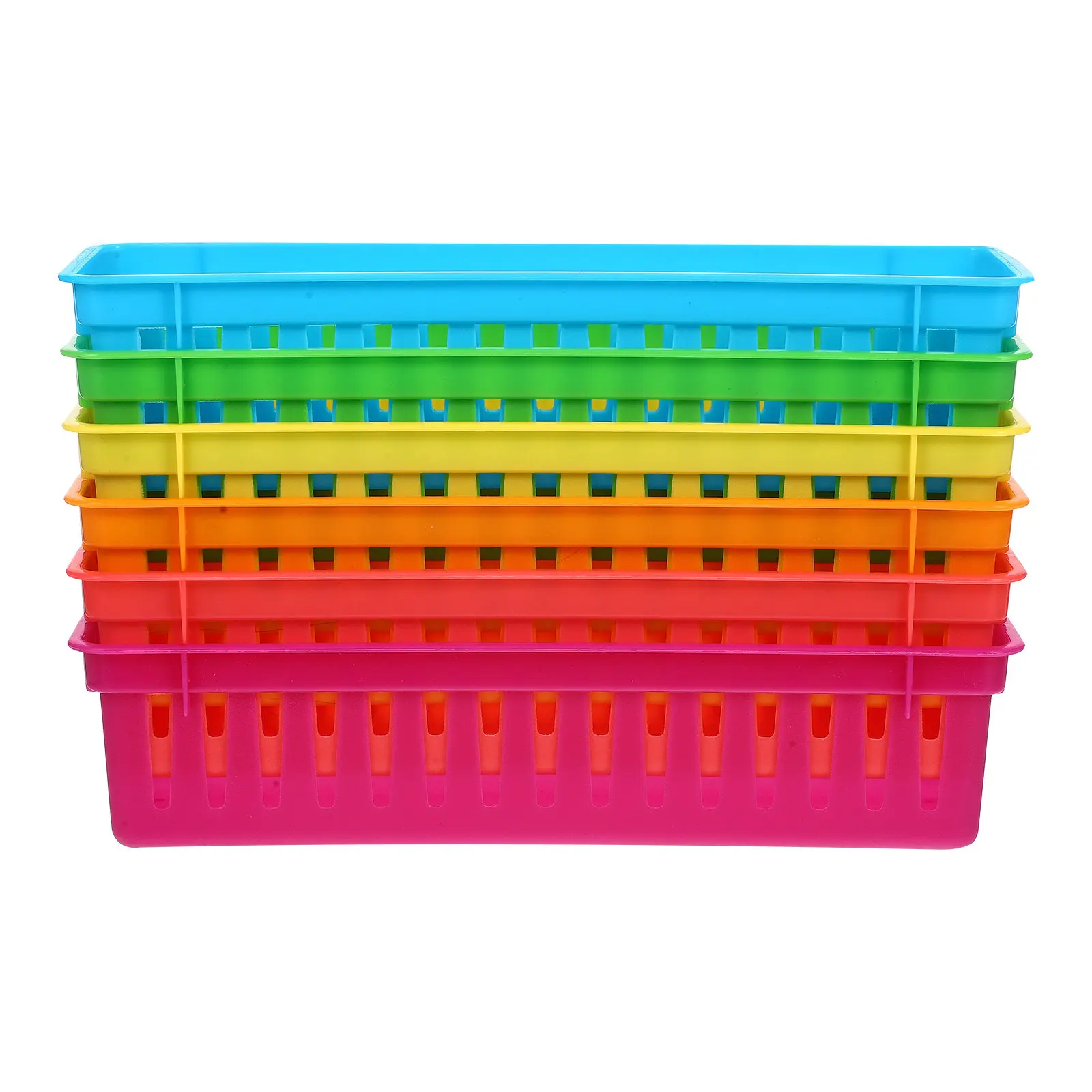 6Pcs Desktop Storage Basket for Stationery Cosmetics Jewelry Cables Organizing Desk Tidy Home Office Classroom Multi Use Plastic