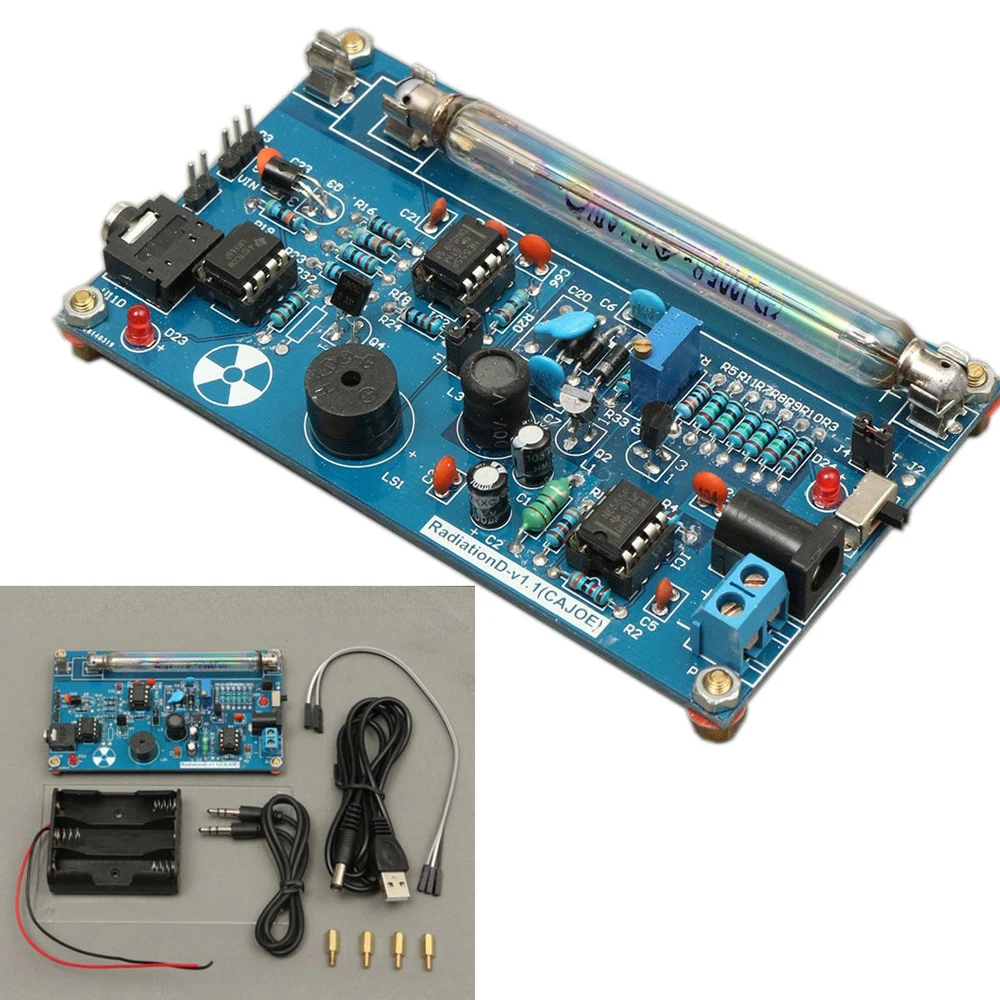 مجموعة عداد Geiger المُجمَّعة DIY كاشف الإشعاع النووي Arduino متوافق مع أنبوب GM Beta Gamma Ray