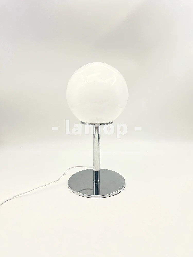 Milky White Solid Globe Chrome Thin Pole Table Lamp Cream Ins White Desk 3 Tone Soft Light Reading Table Decor Lamp - view 2