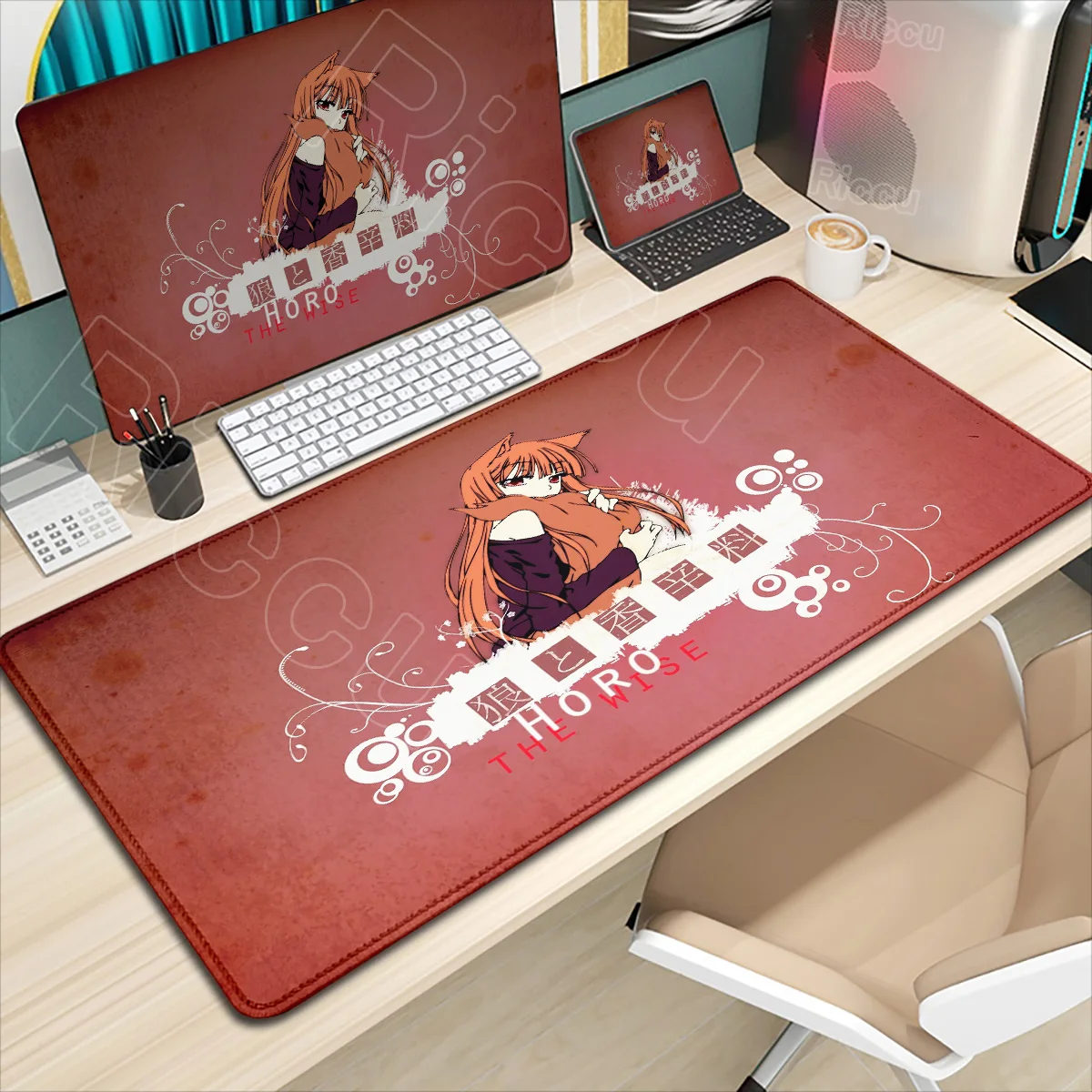 Kawaii Girl Mouse Pad Anime Spice and Wolf Large Non-slip Mousepad XXL PC Game Computer Mat Laptop Desk Mat Cute Rubber Mice Pad