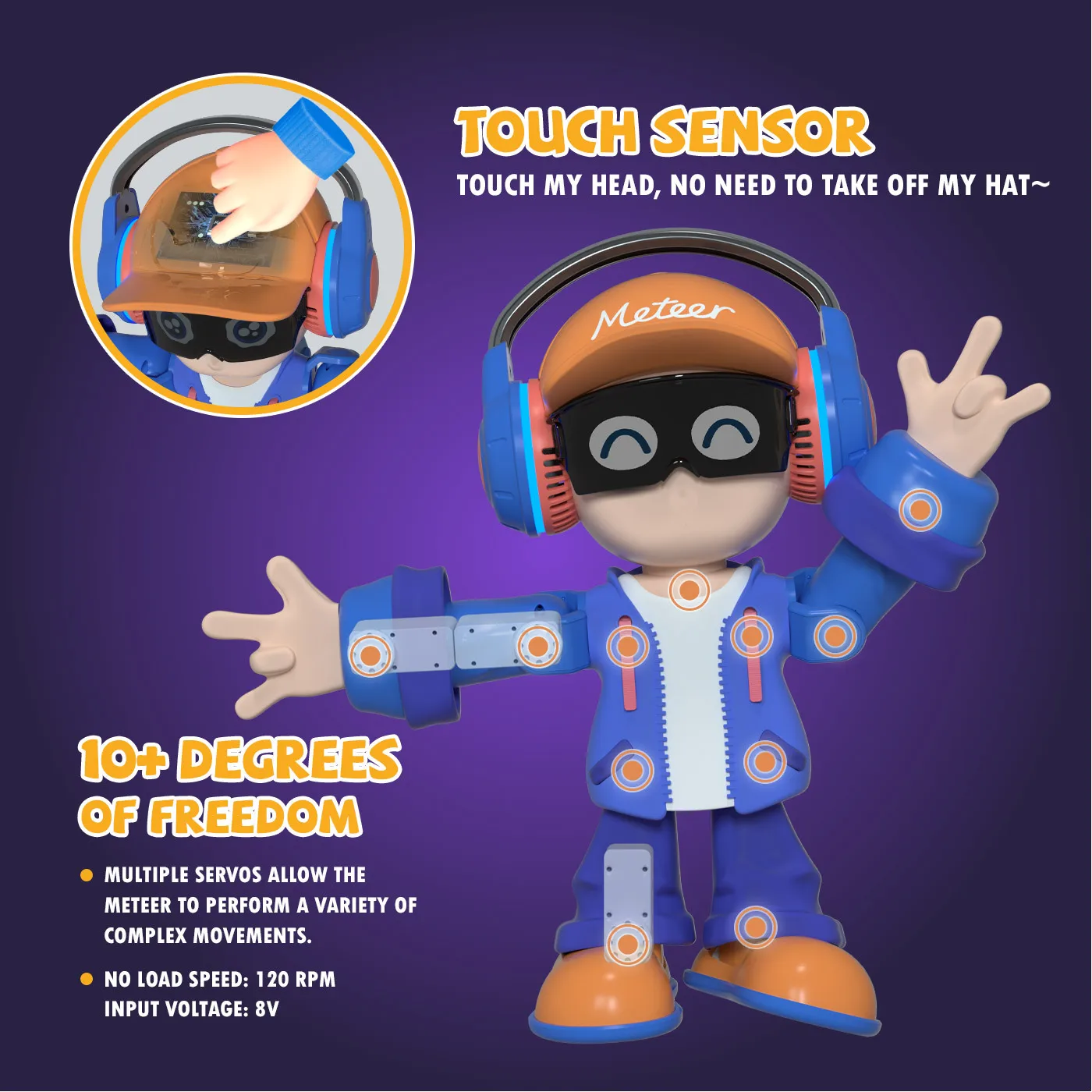 

Meteer Desktop Dance Music Robot Humanoid Robot English Conversation Back-to-School Season Gifts for Boys and Girls