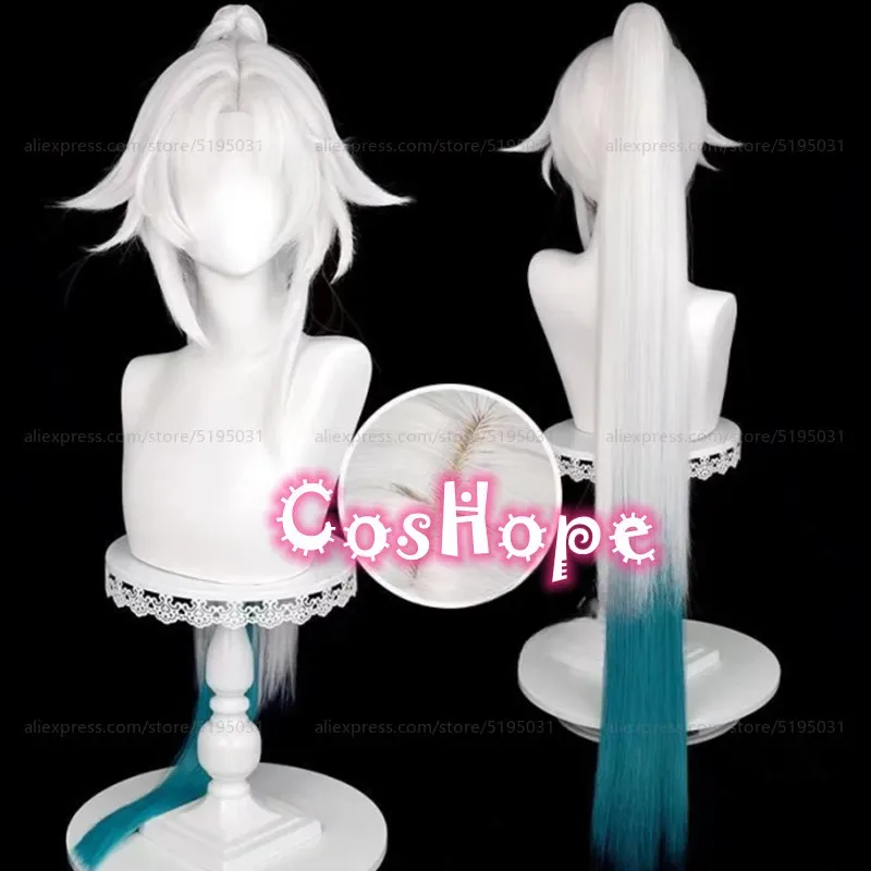 

HSR Feixiao Косплей Парик 105 см Длинный Серебристый Белый Синий Зеленый Парик Градиента Косплей Аниме Косплей Парики Термостойкие Синтетические Парики