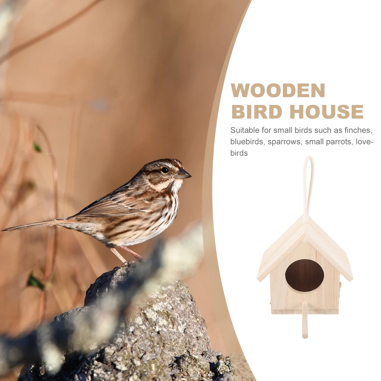 

Wooden Garden Hanging Parakeet Breeding House For Small Pet Birds Durable Wood Structure Outdoor Indoor Use Wood Nest Pet