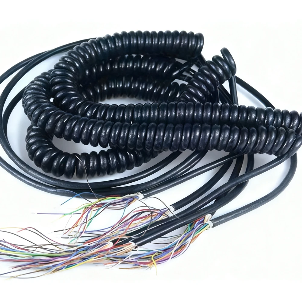

20-жильный спиральный пружинный кабель из полиуретана, подвесной провод высокой гибкости для электронных колес с ЧПУ, станков и выставочного дисплея