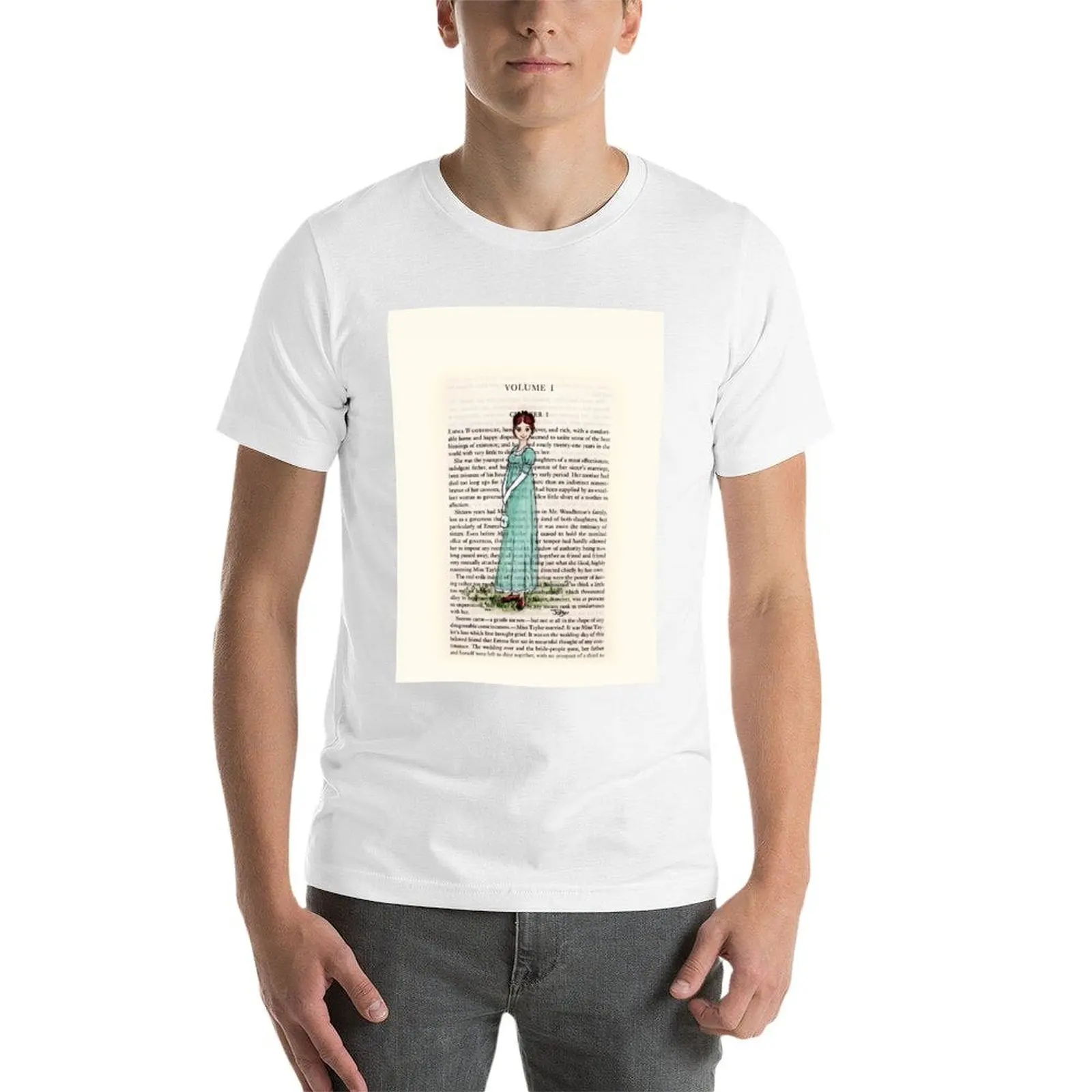 جين أوستن - إيما تي شيرت رجالي جرافيك تي شيرت تي شيرت للرجل قطن مضحك رجل تي شيرت قطن ثقيل تي شيرت