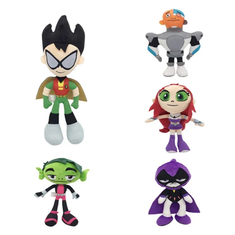 DC Teen Titans Plush Toy Anime Robin Beast Boy Cyborg Starfire Figure PP Cotton Filling Plush Doll Children's Birthday Gifts