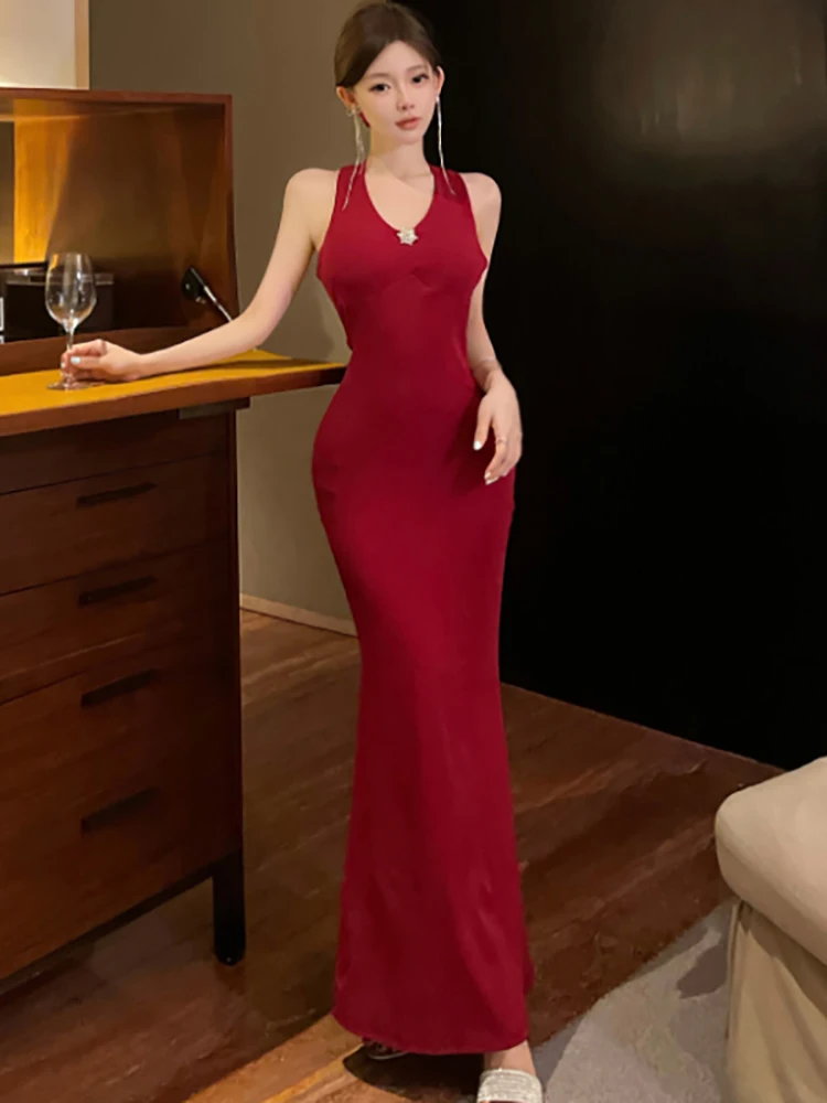 

Women Korean Vintage Hepburn Luxury Party Evening Dress Summer Black Bodycon Hip Wrap Dress 2025 Elegant Festival Party Vestidos