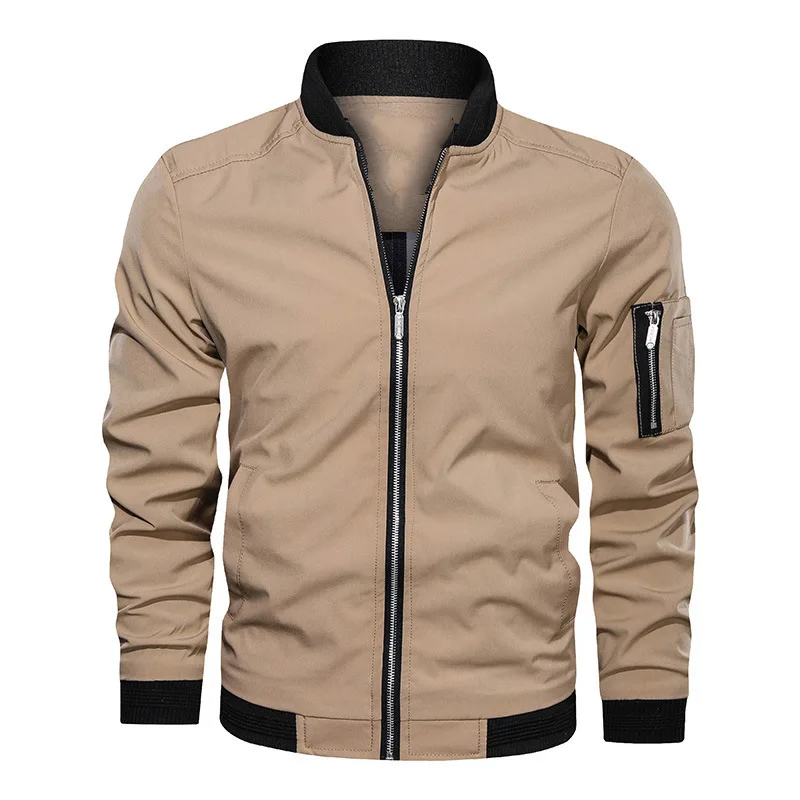 

Men's Casual Baseball Jaet Spring Autumn Faion Loose plus Size Comfortable Polyester Fiber Zipper Closure Long Sve Coat